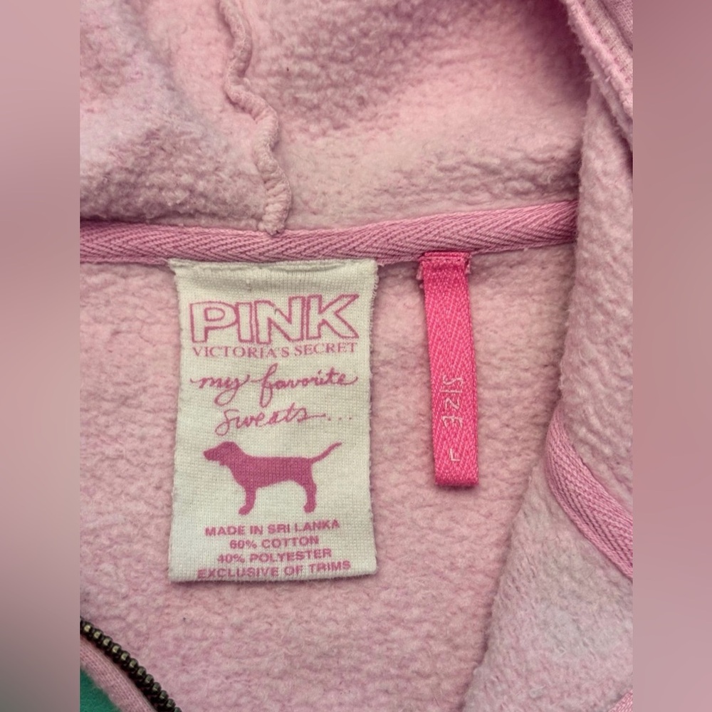 VS PINK VINTAGE Y2K SET HOODIE & SWEATPANTS TRUE PINK LOVE OMBRÉ DOG HEARTS RARE - Picture 5 of 15